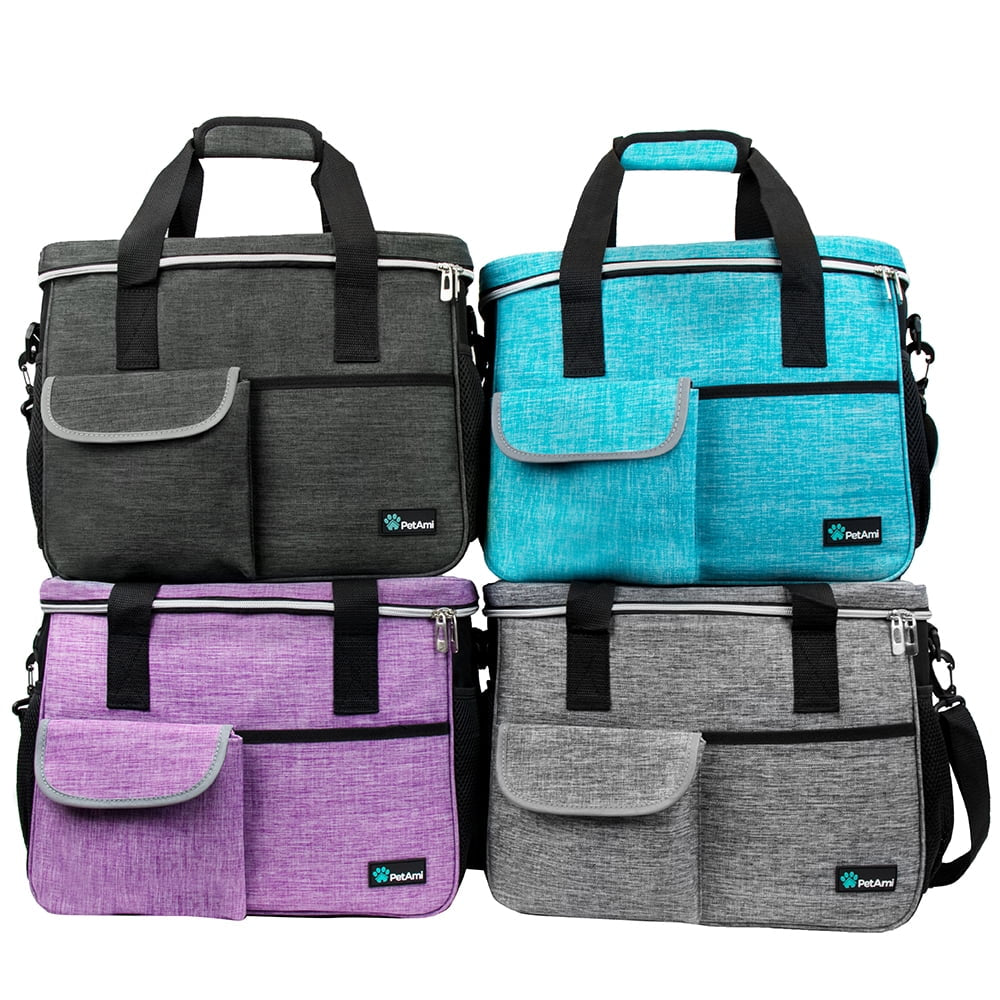 Dog Travel Bag, Travel Pet Bag Organizer, Dog Food Travel Bag with Food Container and Bowls, Dog Travel Supplies Gift Accessories for Weekend Camping, Dog Cat Diaper Bag (Sea Blue, Medium)