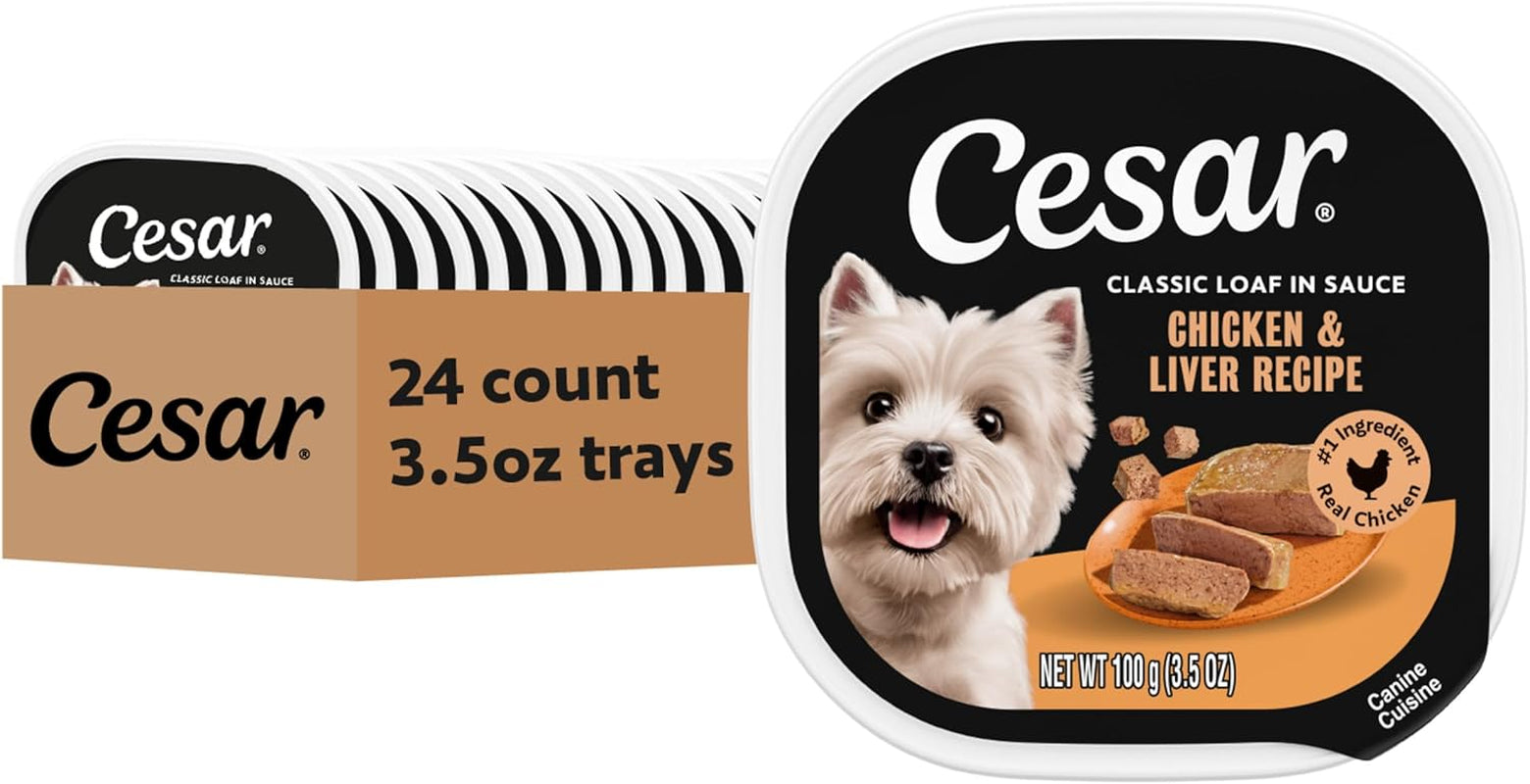 Classic Loaf in Sauce Wet Dog Food, Chicken & Liver, 3.5 Oz, 24 Count | Made in USA, Real Chicken #1 Ingredient, No Fillers/Added Sugar/Artificial Flavors, Use as Meal or Topper, Easy Peel Trays