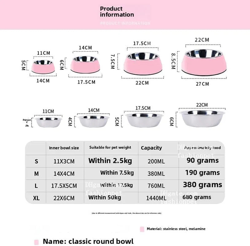 Designer Pet Bowls Luxury PARIS Dog Bowl, Bpa-Free 2 in 1 Pet Bowl for Food and Water, Non-Skid Bottom, Pure Melamine, Shatterproof Fashion Dog Birthday Gift J26
