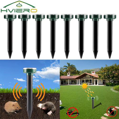 1/2/4/8 Solar Powered Ultrasonic Sonic Mole Pest Rodent Repeller Repellent Yard Outdoor Lamp Backyard Farmland Mouse Repeller