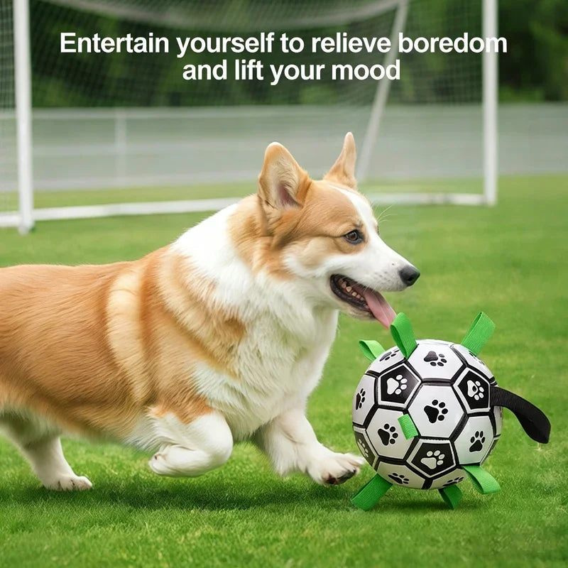 Interactive Pet Football Toys with Grab Tabs Dog Bite Chew Balls Pets Accessories Puppy Outdoor Training Soccer 15Cm for Pet