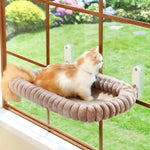 Cat Window Hammock, Foldable Soft Washable Perch Bed for Large Cats, Gray