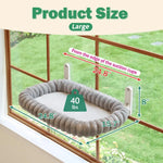 Cat Window Hammock, Foldable Soft Washable Perch Bed for Large Cats, Gray