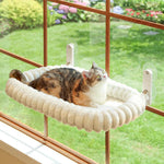 Cat Window Hammock, Foldable Soft Washable Perch Bed for Large Cats, Gray
