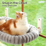 Cat Window Hammock, Foldable Soft Washable Perch Bed for Large Cats, Gray