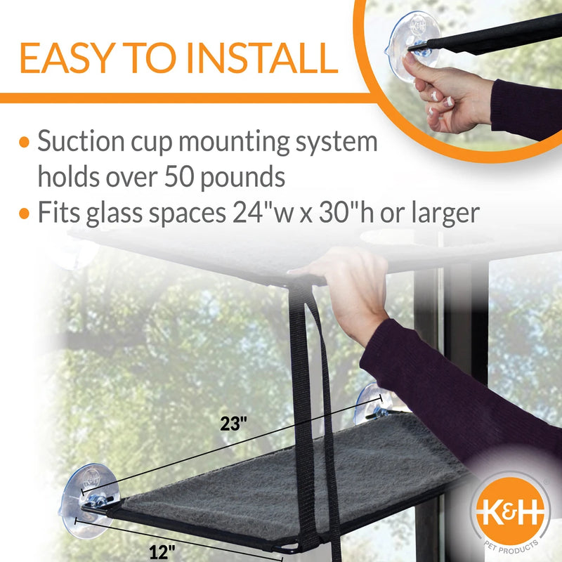 K&H Pet Products EZ Mount Double Stack Kitty Sill Cat Window Perch, Gray