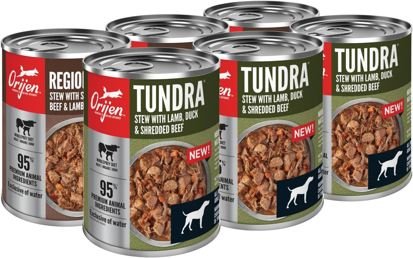 ORIJEN Wet Dog Food Variety Pack Regional Red Tundra Recipes 12.8Oz. Cans | 95% Animal Ingredients, Biologically Appropriate, WHOLEPREY Dog Food, Global Quality Ingredients
