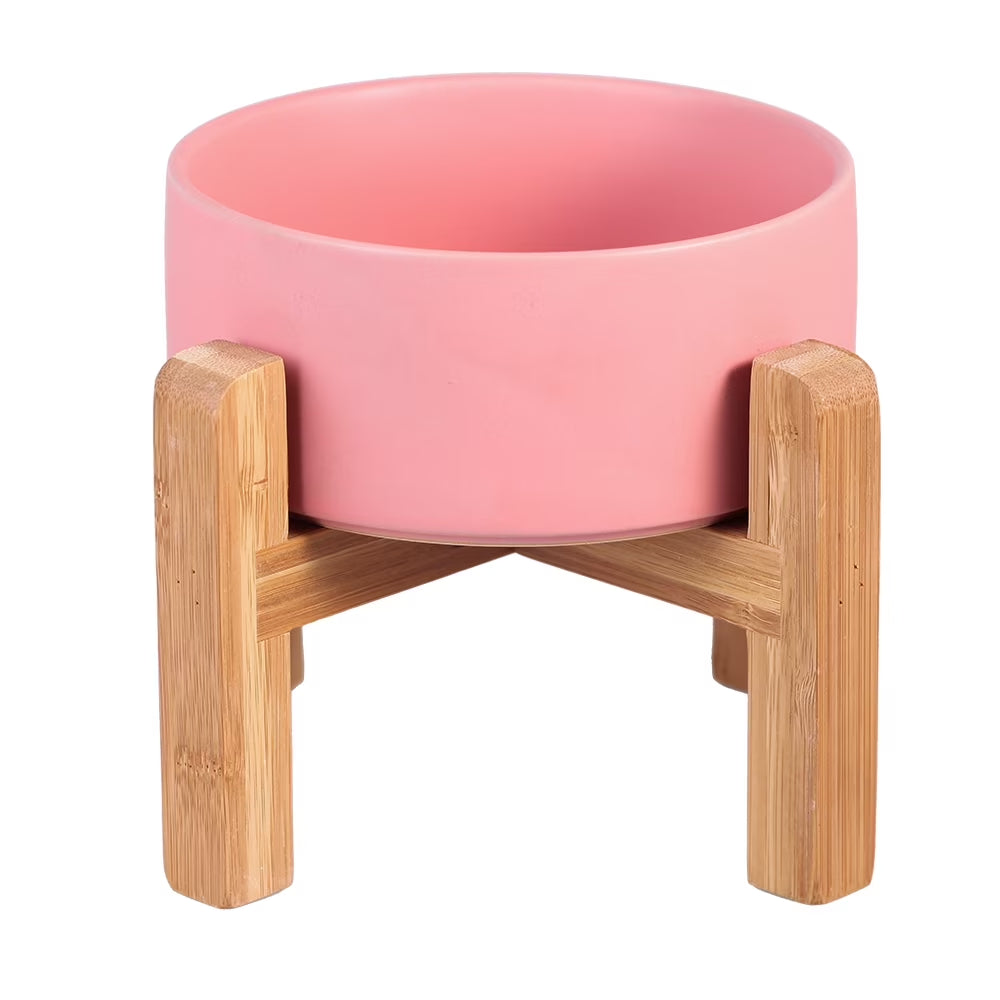 Raised Dog Bowl with Stand - Elevated Feeder - Ceramic Dog Food Bowl - 28 Oz