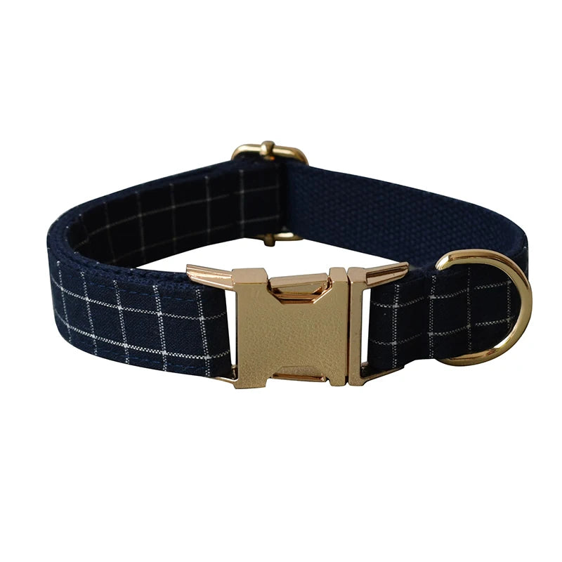 Unique Plaid Printing Pet Collar Dog Leash Dog Accessories for Pitbull Bull Terrier Rottweiler Free Engraved Pet Grid 02
