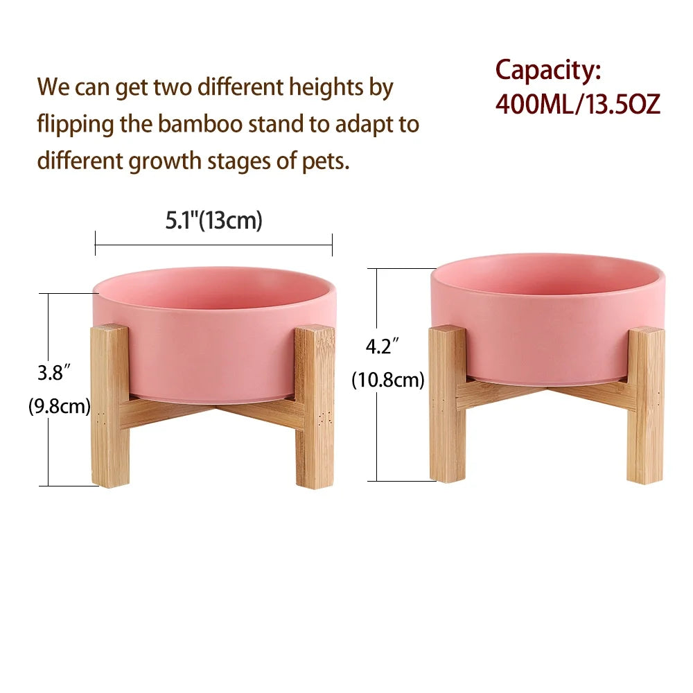 Elevated Cat Bowl Dog Bowl - Ceramic Cat Food Dish with anti Slip Stand - Raised Cat Food or Water Bowl anti Vomiting - Pet Bowl for Cats and Small Dogs - 400 ML - 13.5 OZ