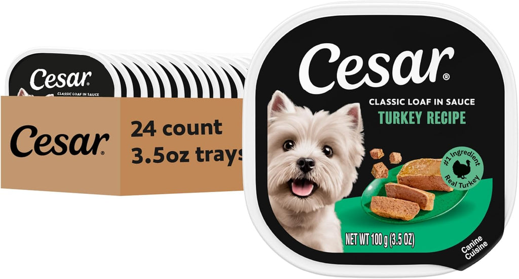 Classic Loaf in Sauce Wet Dog Food, Turkey Recipe, 3.5 Oz, 24 Count | Made in USA, Real Turkey #1 Ingredient, No Fillers, No Added Sugar, No Artificial Flavors, Slow-Cooked, Easy Peel Trays