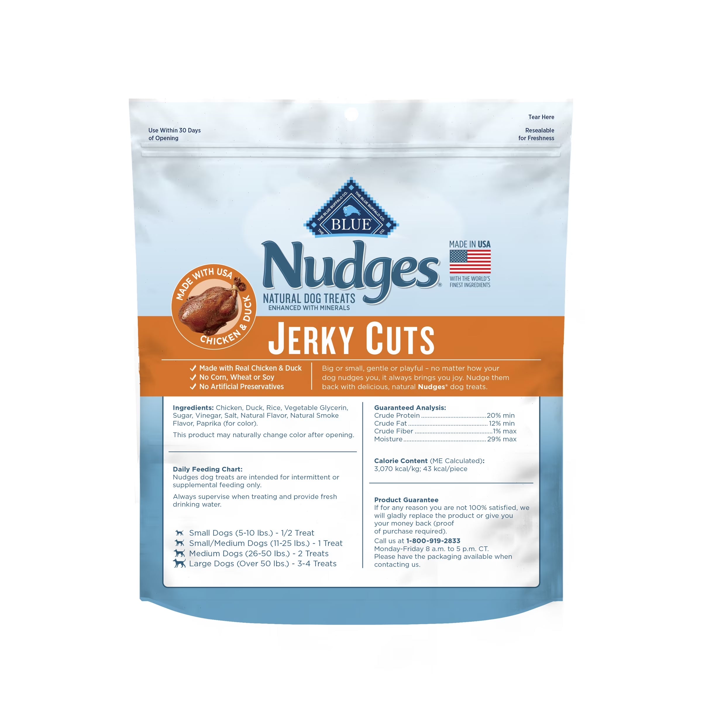 Nudges Jerky Cuts Natural Dog Treats, Chicken and Duck, 8Oz Bag