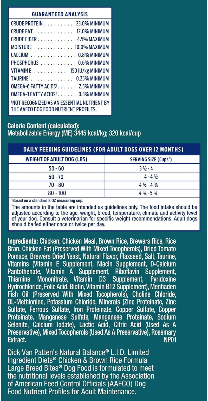 Limited Ingredient Diet Large-Breed Adult Dry Dog Food with Healthy Grains Chicken & Brown Rice, 12 Pound (Pack of 1)