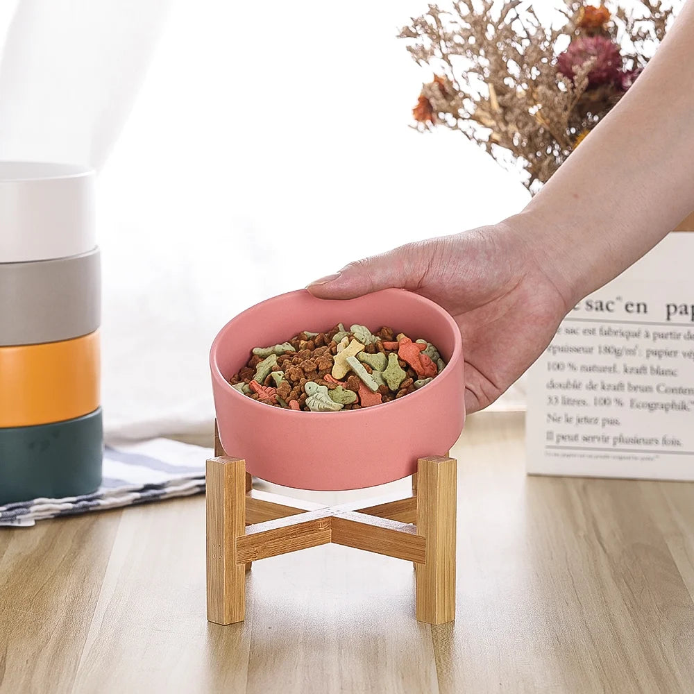 Elevated Cat Bowl Dog Bowl - Ceramic Cat Food Dish with anti Slip Stand - Raised Cat Food or Water Bowl anti Vomiting - Pet Bowl for Cats and Small Dogs - 400 ML - 13.5 OZ