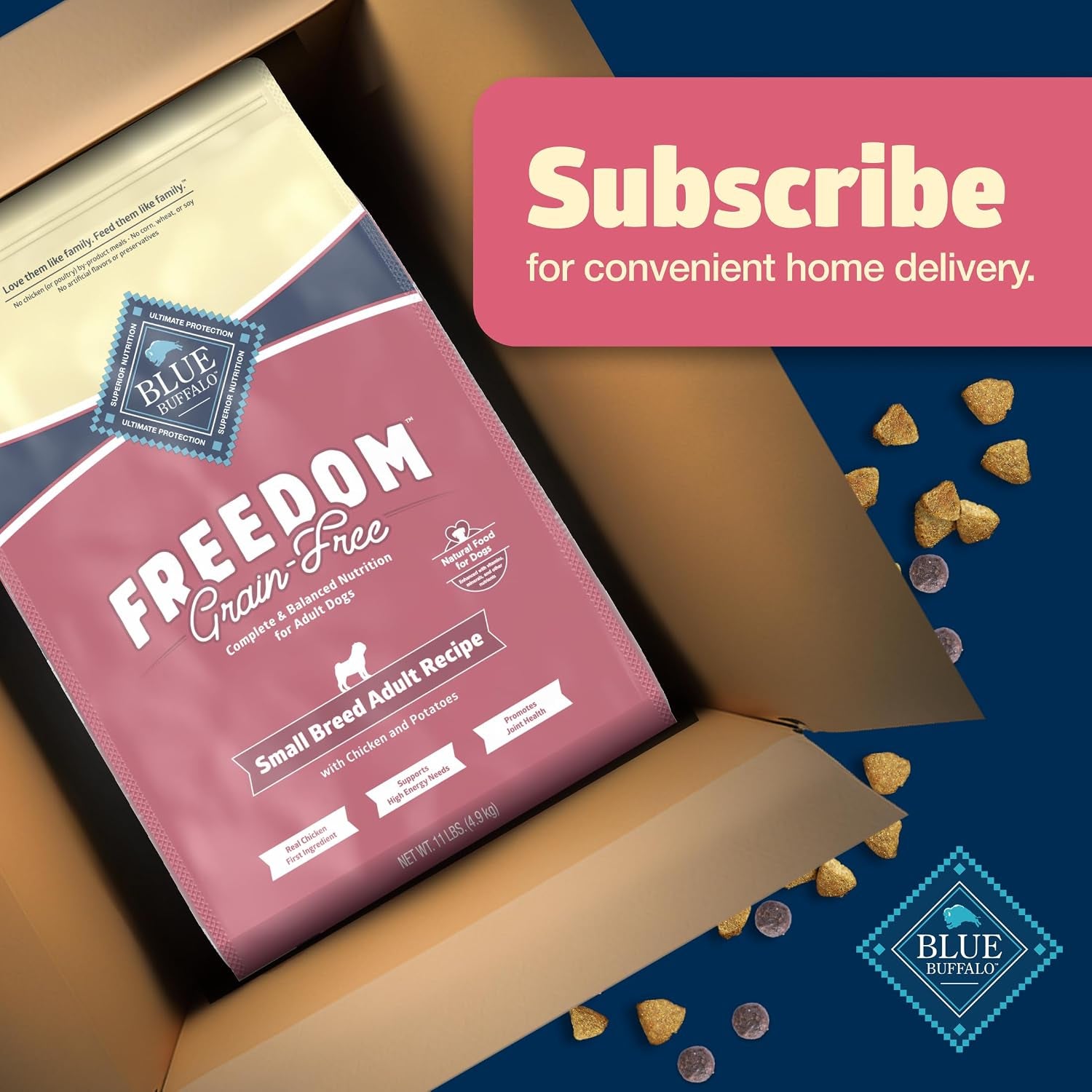 Freedom Grain-Free Small Breed Dry Dog Food, Supports High Energy Needs, Made in the USA with Natural Ingredients, Chicken & Potatoes, 11-Lb Bag