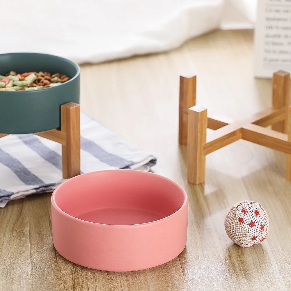 Elevated Cat Bowl Dog Bowl - Ceramic Cat Food Dish with anti Slip Stand - Raised Cat Food or Water Bowl anti Vomiting - Pet Bowl for Cats and Small Dogs - 400 ML - 13.5 OZ