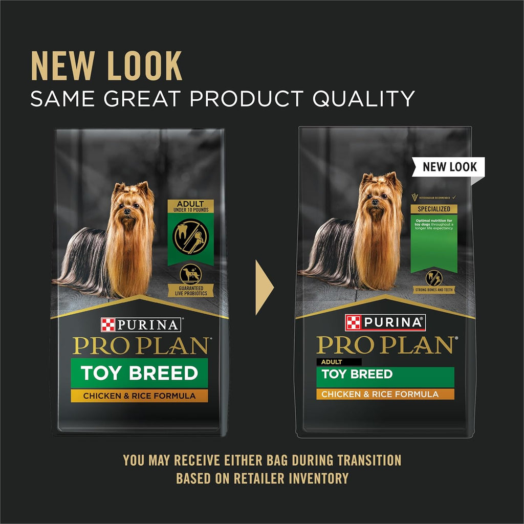Purina Pro Plan Toy Breed Dog Food, Chicken and Rice Formula with Guaranteed Live Probiotics - 5 Lb. Bag