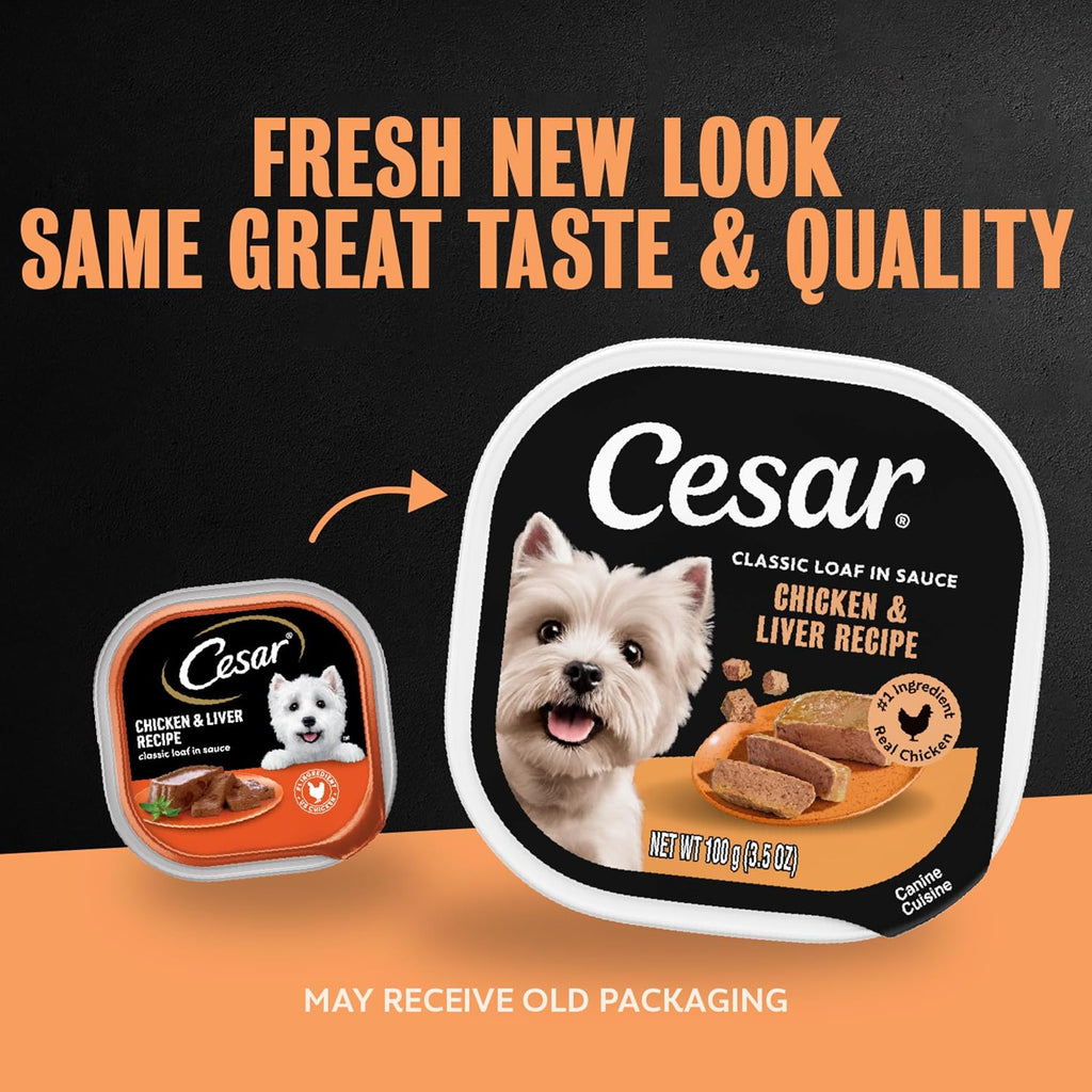 Classic Loaf in Sauce Wet Dog Food, Chicken & Liver, 3.5 Oz, 24 Count | Made in USA, Real Chicken #1 Ingredient, No Fillers/Added Sugar/Artificial Flavors, Use as Meal or Topper, Easy Peel Trays