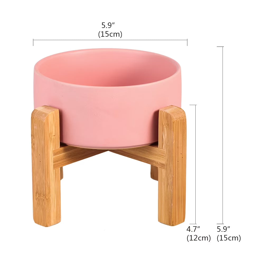 Raised Dog Bowl with Stand - Elevated Feeder - Ceramic Dog Food Bowl - 28 Oz