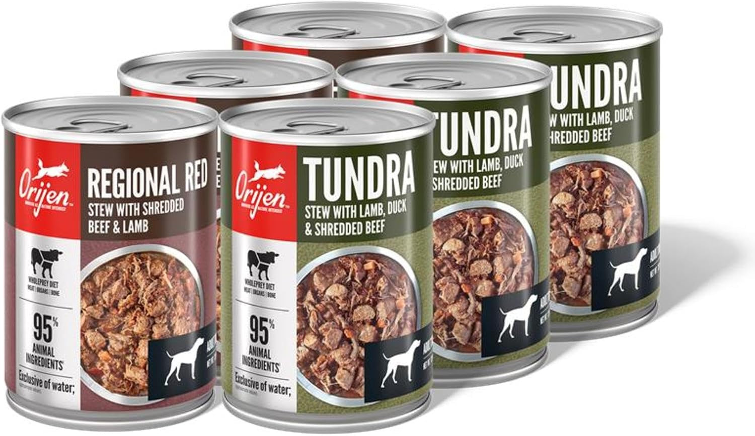 ORIJEN Wet Dog Food Variety Pack Regional Red Tundra Recipes 12.8Oz. Cans | 95% Animal Ingredients, Biologically Appropriate, WHOLEPREY Dog Food, Global Quality Ingredients