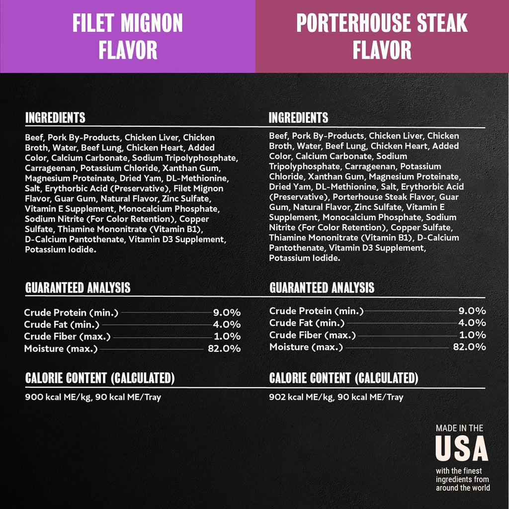 Wet Dog Food, Steak Lovers Variety Pack, 3.5 Oz, 24 Count | Real Meat #1 Ingredient, Easy Peel Trays, 100% Complete & Balanced, No Fillers, No Added Sugar, No Artificial Flavors