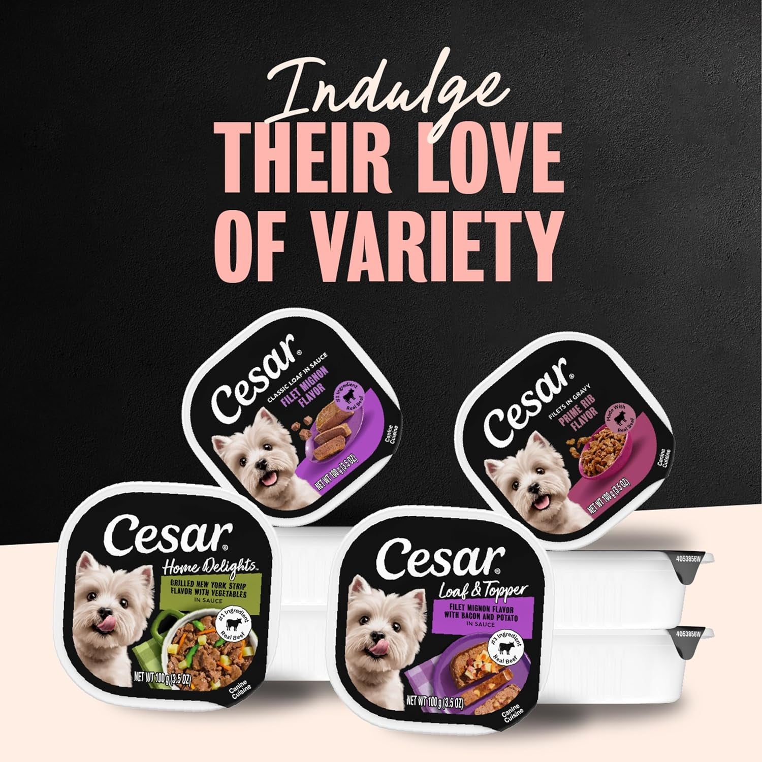 Wet Dog Food, Steak Lovers Variety Pack, 3.5 Oz, 36 Count | Real Meat #1 Ingredient, Easy Peel Trays, 100% Complete & Balanced, No Fillers, No Added Sugar, No Artificial Flavors