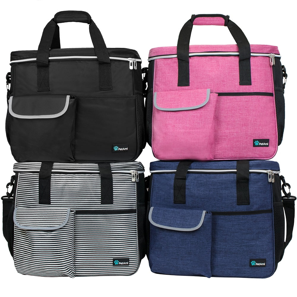 Dog Travel Bag, Travel Pet Bag Organizer, Dog Food Travel Bag with Food Container and Bowls, Dog Travel Supplies Gift Accessories for Weekend Camping, Dog Cat Diaper Bag (Black, Large)