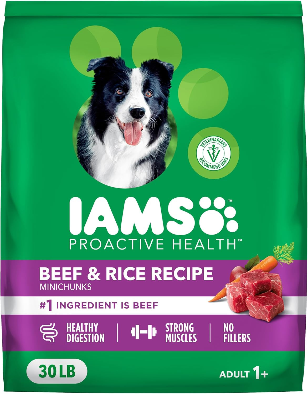 Proactive Health Adult Minichunks Dry Dog Food, Beef & Rice, 30 Lb | Real Beef #1 Ingredient, No Fillers or Artificial Flavors, Glucosamine & Chondroitin, Supports Bones, Joints & Muscles