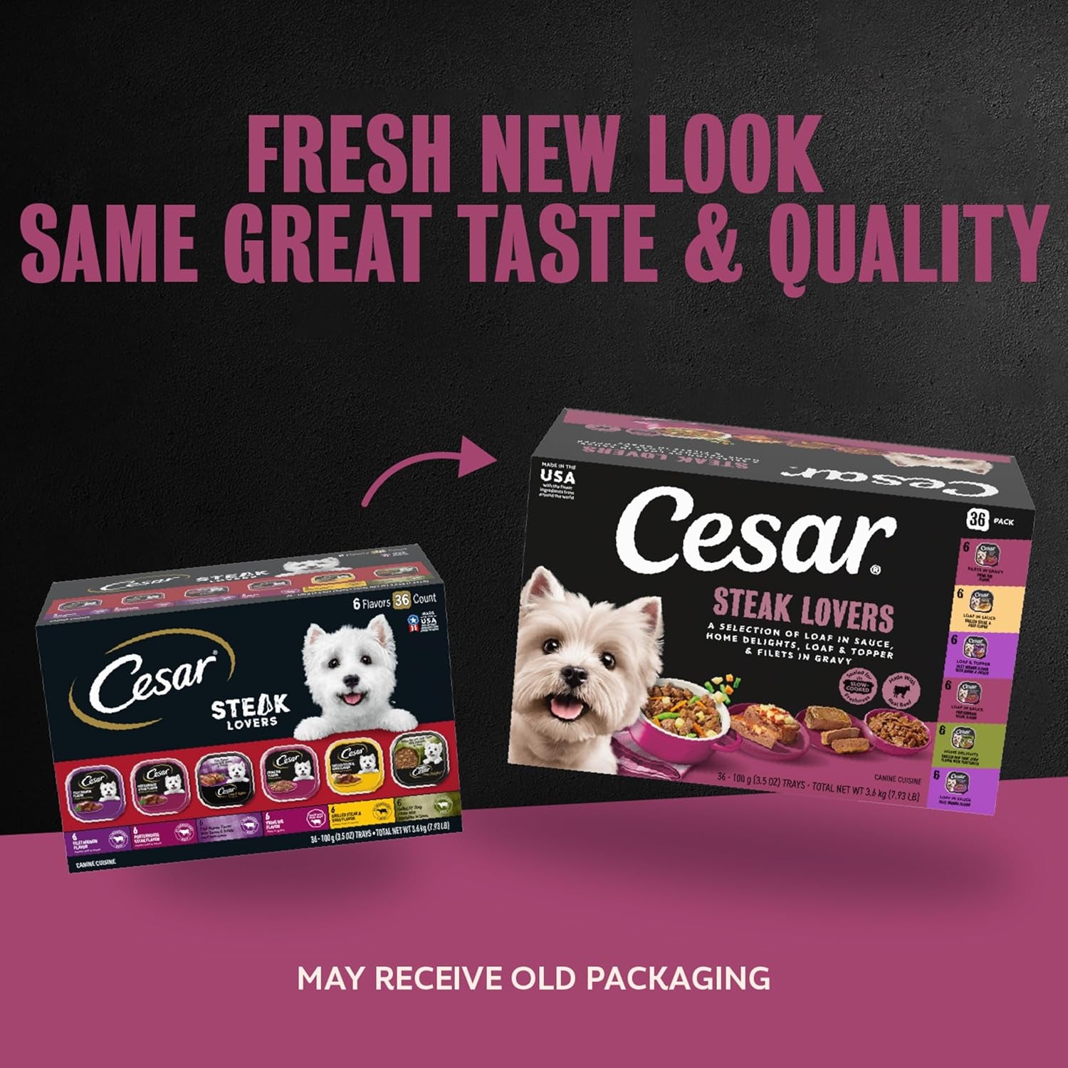 Wet Dog Food, Steak Lovers Variety Pack, 3.5 Oz, 36 Count | Real Meat #1 Ingredient, Easy Peel Trays, 100% Complete & Balanced, No Fillers, No Added Sugar, No Artificial Flavors