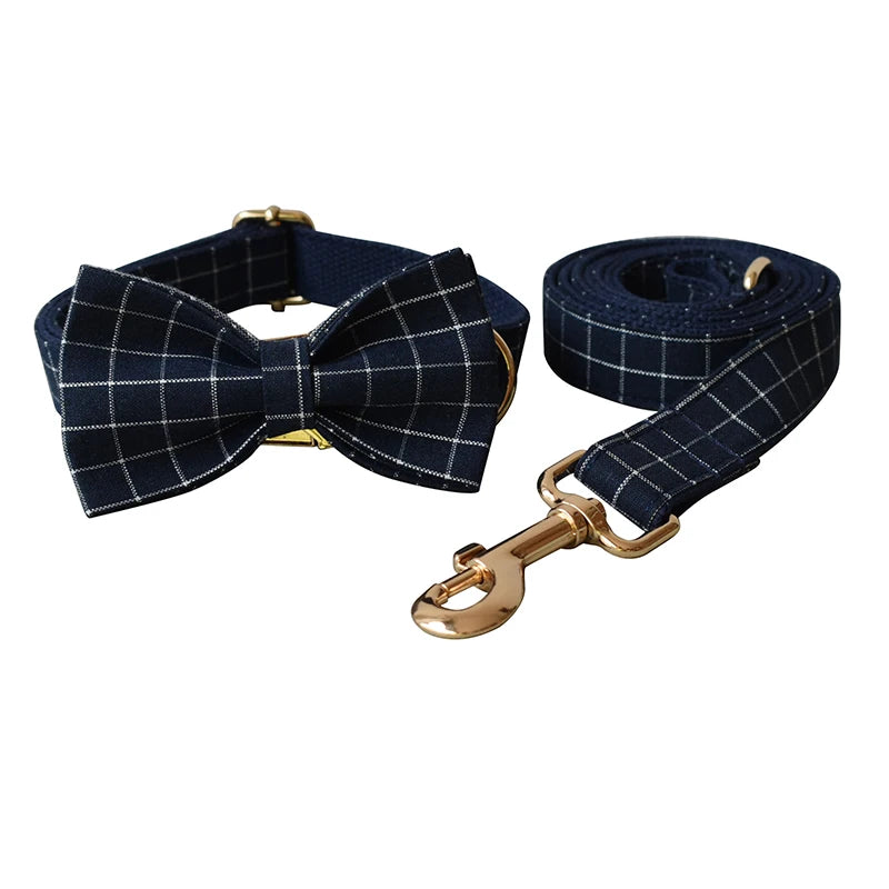 Unique Plaid Printing Pet Collar Dog Leash Dog Accessories for Pitbull Bull Terrier Rottweiler Free Engraved Pet Grid 02