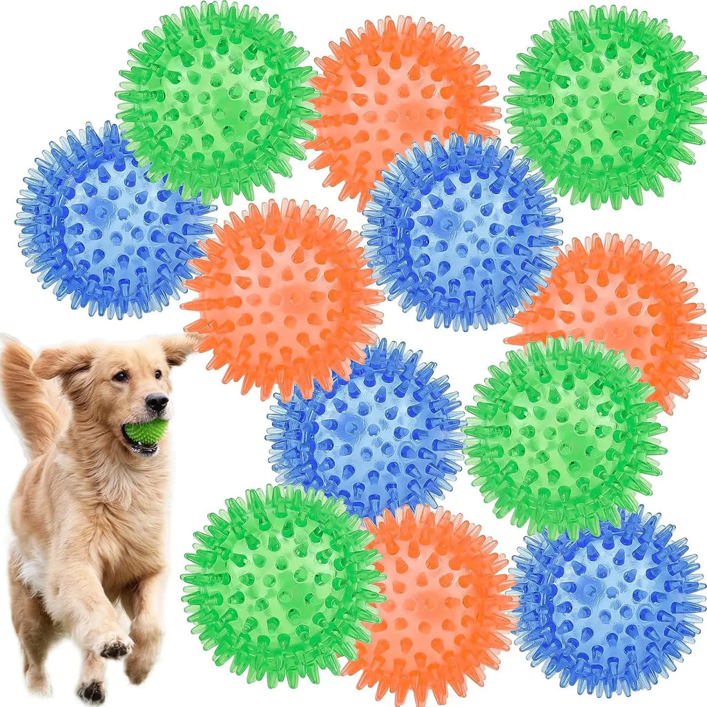 1/36Pcs Squeaky Dog Toys Spiky Dog Balls Cleans Teeth and Gum Health for Your Pet Squeaker Ball Toys for Aggressive Chewers
