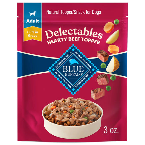 (6 Pack)  Delectables Natural Wet Dog Food Toppers, Hearty Beef, 3-Oz Pouch