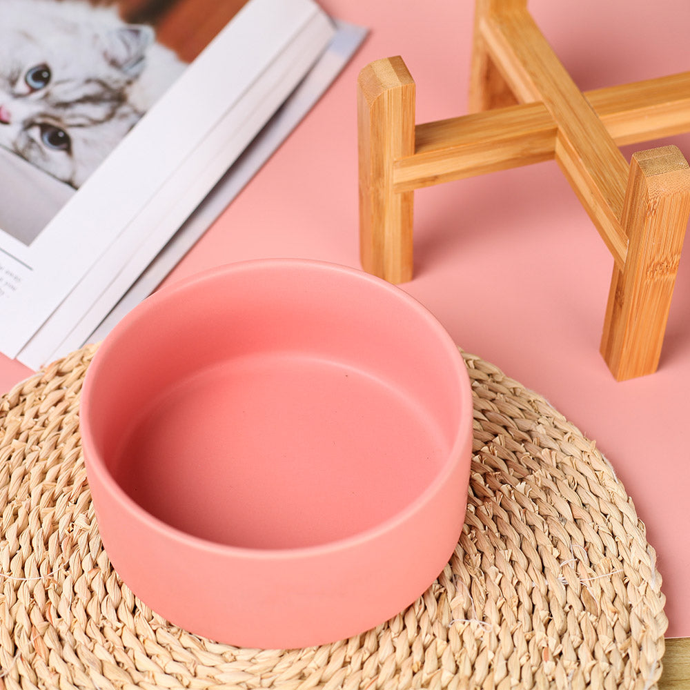 Raised Dog Bowl with Stand - Elevated Feeder - Ceramic Dog Food Bowl - 28 Oz
