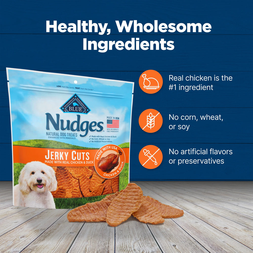 Nudges Jerky Cuts Natural Dog Treats, Chicken and Duck, 8Oz Bag