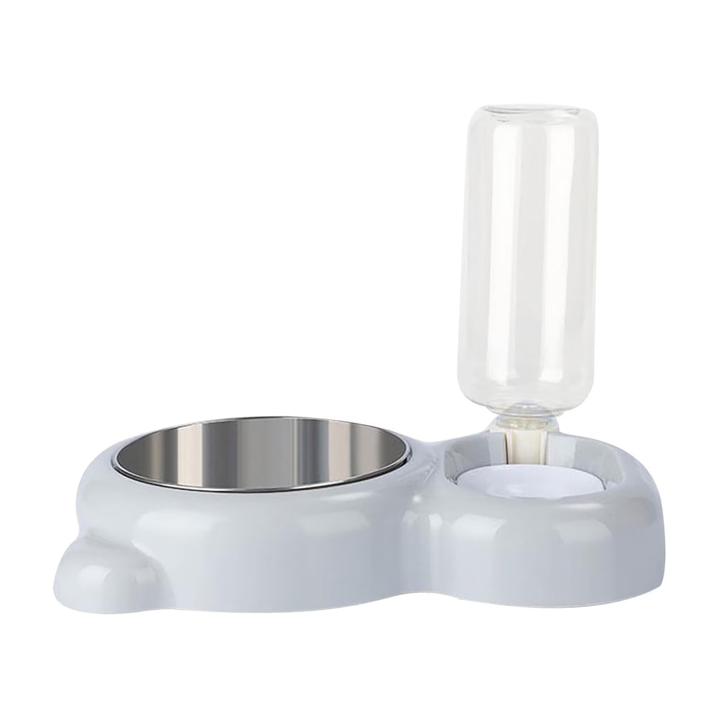 Double Dog Cat Bowls Water and Food Bowl Set Automatic Water Dispenser Detachable Glass Feeder Bowl, 500Ml Pet Food Feeder for Cat/Small Dog