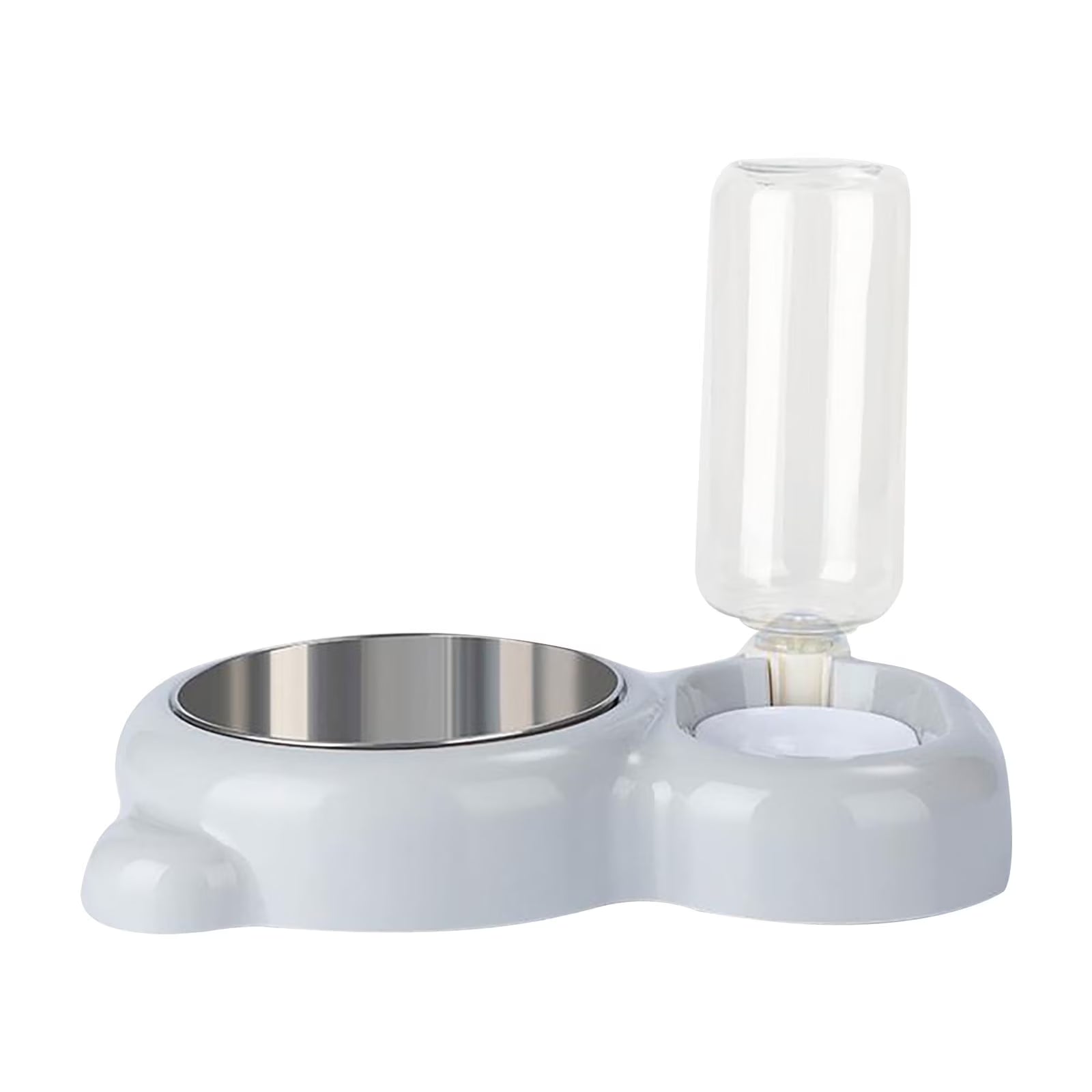 Double Dog Cat Bowls Water and Food Bowl Set Automatic Water Dispenser Detachable Glass Feeder Bowl, 500Ml Pet Food Feeder for Cat/Small Dog