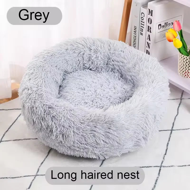 Cat Bed Long Plush Dogs Basket Cushion Cat Bed Cat Mat Animals Sleeping Sofa 40-60Cm round Pet Bed for Large Dog Bed Super Soft
