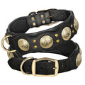 Real Leather Dog Collar Genuine Leather Dog Collars Spiked Studded Big Dog Collar Necklace Adjustable for Medium Large Dogs Pug