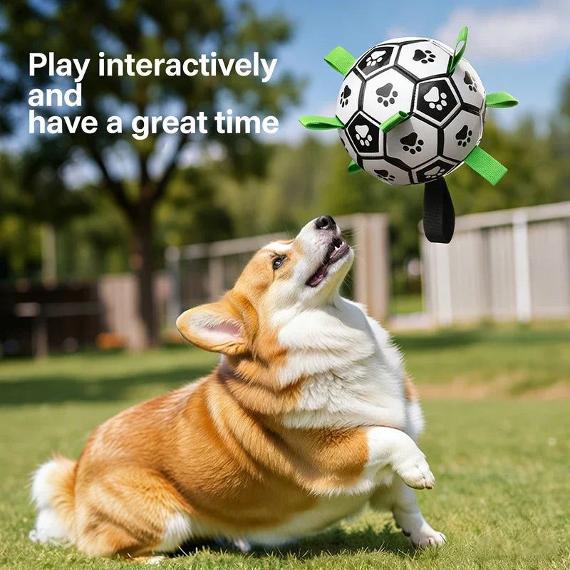 Interactive Pet Football Toys with Grab Tabs Dog Bite Chew Balls Pets Accessories Puppy Outdoor Training Soccer 15Cm for Pet