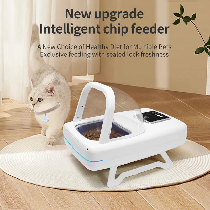 RFID Eco-Friendly Plastic Microchip Automatic Cat Feeder New Upgrade Intelligent Bowl for Two Cats Multiple Pets Recognition