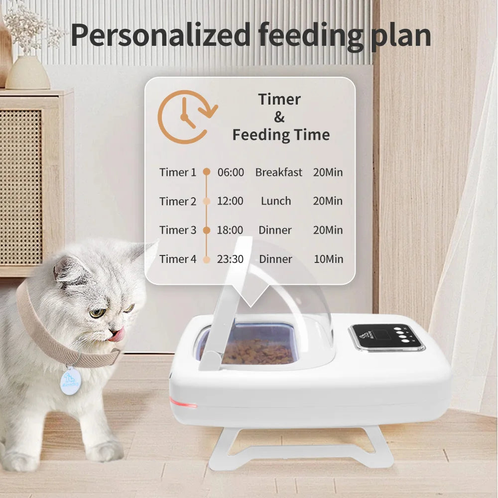 RFID Eco-Friendly Plastic Microchip Automatic Cat Feeder New Upgrade Intelligent Bowl for Two Cats Multiple Pets Recognition