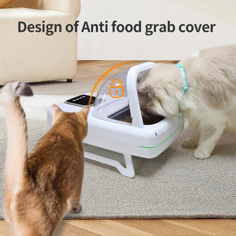 RFID Eco-Friendly Plastic Microchip Automatic Cat Feeder New Upgrade Intelligent Bowl for Two Cats Multiple Pets Recognition
