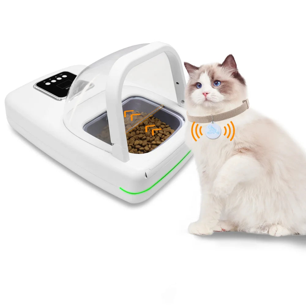 RFID Eco-Friendly Plastic Microchip Automatic Cat Feeder New Upgrade Intelligent Bowl for Two Cats Multiple Pets Recognition