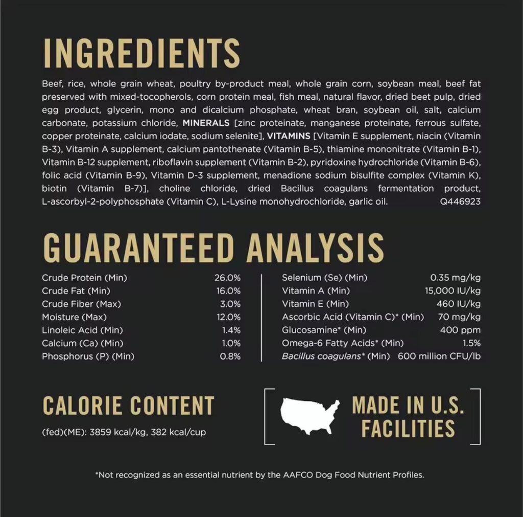 Dry Dog Food with Probiotics Beef and Rice Formula for Adult Dogs