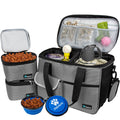 Dog Travel Bag, Travel Pet Bag Organizer, Dog Food Travel Bag with Food Container and Bowls, Dog Travel Supplies Gift Accessories for Weekend Camping, Dog Cat Diaper Bag (Stripe Black, Medium)