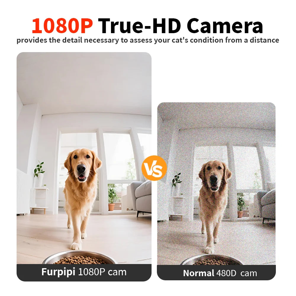 AURABASE - Automatic Cat Feeder with 1080p Camera and 5G Wi-Fi, Smart Pet Food Dispenser with App Control and Voice Recorder.