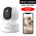 AURABASE - 2K Pet Dog Camera with Phone App, 5G/2.4GHz WiFi Indoor Security Camera, 360° Pan & Tilt, 2-Way Audio, Night Vision.