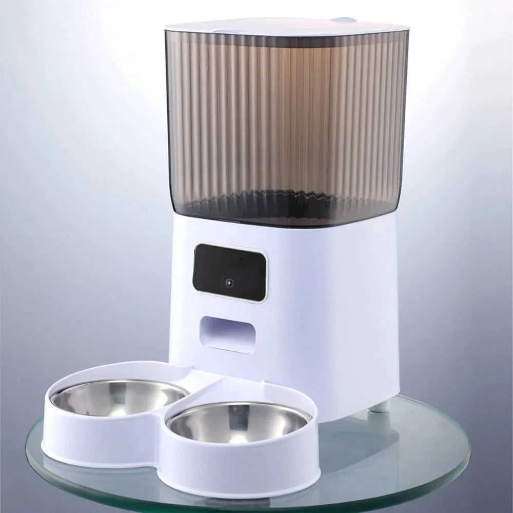AURABASE - 5L Double Bowls Smart Automatic Cat Feeder with HD Camera and Voice Recorder.