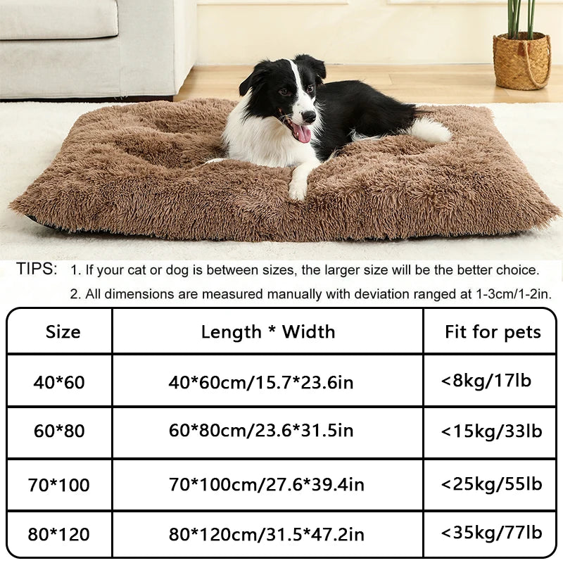 AURABASE - Long Plush Pet Bed, Soft Calming Mat for Dogs and Cats.