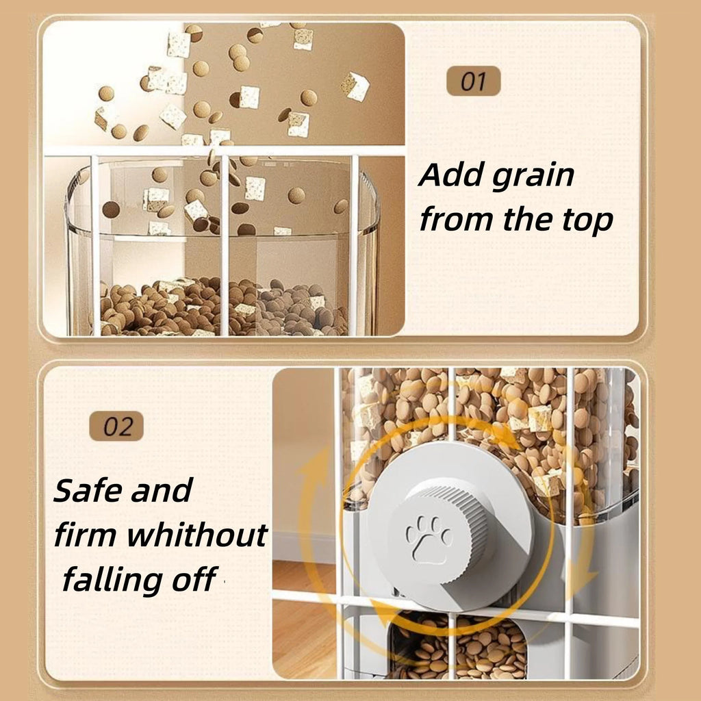 AURABASE - Hanging Automatic Pet Feeder and Water Dispenser, Gravity Auto Feeder and Waterer Set with Container Bowl for Cages.